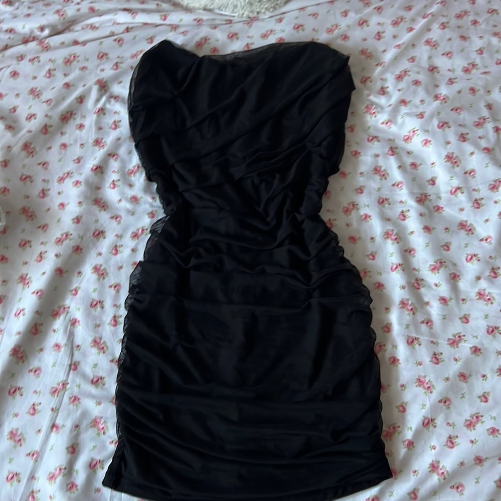 Strapless black dress